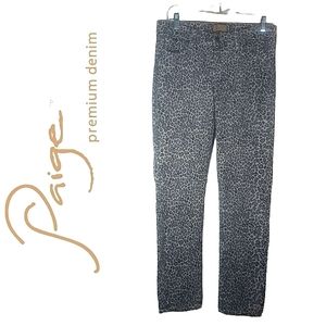 Paige Peg Skinny Jeans size 28 Black and gray Leopard print